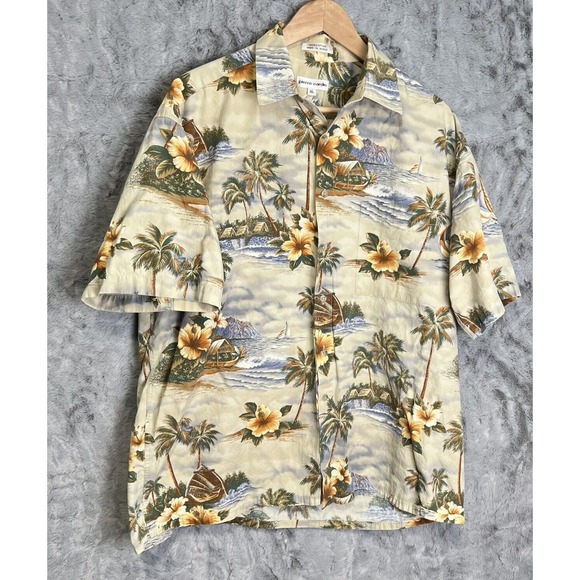 Pierre Cardin Other - Pierre Cardin‎ Shirt Mens XL Hawaiian Short Sleeve Button Down Floral Sailboat